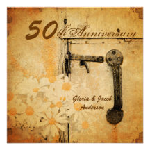 elegant vintage daisy country wedding anniversary personalized invite