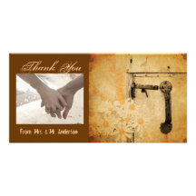 elegant vintage  daisy country wedding thank you photo cards