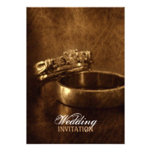 elegant vintage diamond rings leather wedding custom invites