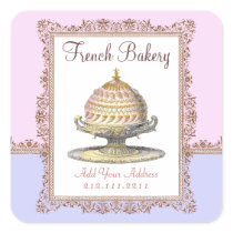 Elegant Vintage French Bakery Birthday Cake Stickers