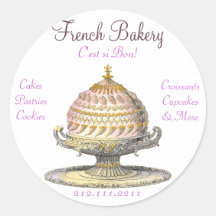 Elegant Vintage French Pastries: Bakery, Cake Shop Stickers