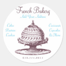 Elegant Vintage French Pastries: Bakery, Cake Shop Round Stickers