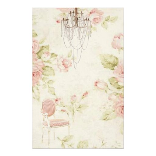 Elegant Vintage  French Pink Floral Chandelier Custom Stationery