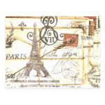 Elegant vintage girly floral paris fashion postcards