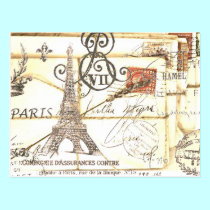 Elegant vintage girly floral paris fashion postcards