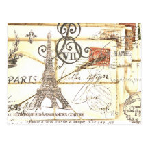 Elegant vintage girly floral paris fashion postcards