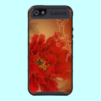 elegant vintage Gold burgundy Paeonia floral skinit case