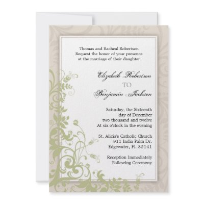 Elegant Vintage Green Wedding Invite by ForeverAndEverAfter