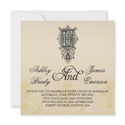 Elegant Vintage Monogram E Wedding Invitations by monogramgallery