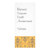 Elegant Vintage Orange Grey Damask Floral Pattern Rack Card