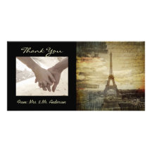 elegant  vintage paris wedding thank you customized photo card