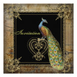 Elegant Vintage Peacock Invitation for Wedding
