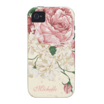 Elegant Vintage Pink Floral Pattern iPhone 4/4S Cover