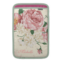 Elegant Vintage Pink Flowers Sleeves For MacBook Air