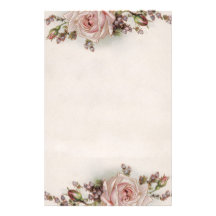 Elegant Vintage Pink Rose Stationery