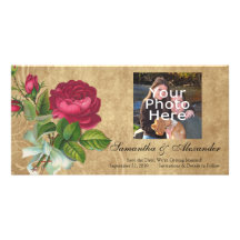 Elegant Vintage Rose, Magenta/Brown Picture Card