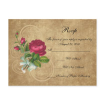 Elegant Vintage Rose, Magenta/Brown Postcard