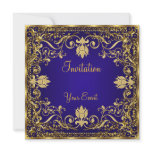 Elegant vintage Royal Blue Gold Invitation