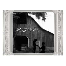 elegant vintage rustic country wedding RSVP Postcards