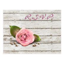 elegant vintage rustic country wedding RSVP Postcard