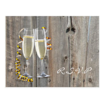 elegant vintage rustic country wedding RSVP Post Card
