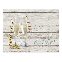 elegant vintage rustic country wedding RSVP Post Card