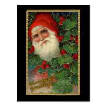Elegant Vintage Santa Claus Art Christmas Cards Postcard