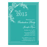 Elegant Vintage Teal Graduation Party Invitation invitations