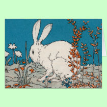 Elegant Vintage White Rabbit  Easter cards