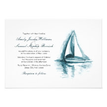 Elegant Watercolor Sailing Boat Wedding Invitation