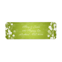 Elegant Wedding Address Cherry Blossom Lime Green Return Address Labels
