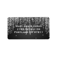 Elegant Wedding Address Night Dazzle Black Personalized Address Label