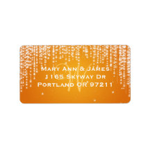 Elegant Wedding Address Night Dazzle Orange Address Label