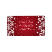 Elegant Wedding Address Winter Sparkle Red Address Labels