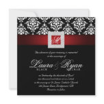 Elegant Wedding Damask Jewels Red Black White Sq Personalized Invitations