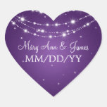 Elegant Wedding Date Sparkling Chain Purple Stickers