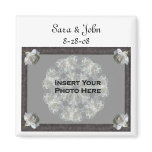Elegant Wedding Favour Photo Magnet White Roses