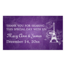 Elegant Wedding Favour Tag Romantic Paris Purple Business Card Templates