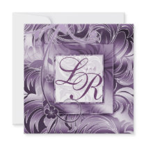 Elegant Wedding Invitation Floral Purple Silver