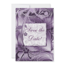 Elegant Wedding Invitation Floral Purple Silver 2