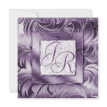 Elegant Wedding Invitation Leaf Floral Purple Silv