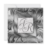 Elegant Wedding Invitation Leaf Floral Silver