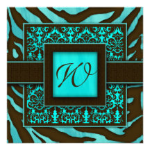 Elegant Wedding Invitation Zebra Damask BB