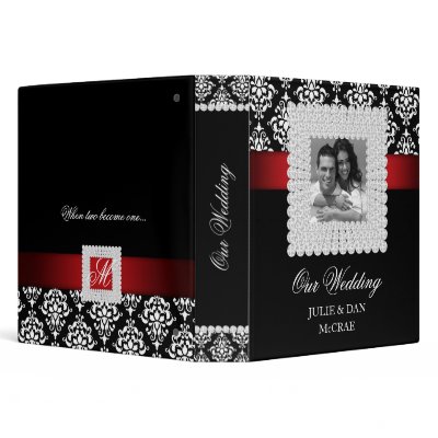 Elegant Wedding Jewels Red Black White Photo Vinyl Binder by WeddingShop88