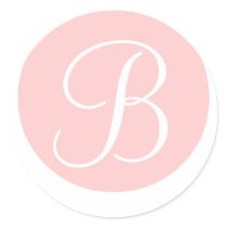 Elegant Wedding Monogram B Pink & White Seal