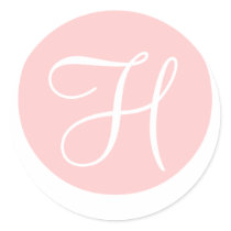 Elegant Wedding Monogram H Pink & White Seal
