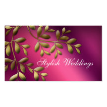 Elegant Wedding Planner Leaves Pink Gold Business Card