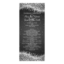 Elegant Wedding Program Sparkling Wave Black Personalized Invitation