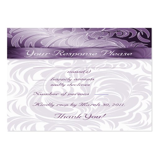Elegant Wedding Response Cards Floral Leaf Purple Business Card