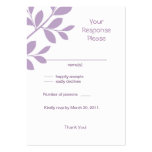 Elegant Wedding Response Cards Leaf Branch Purple Business Cards